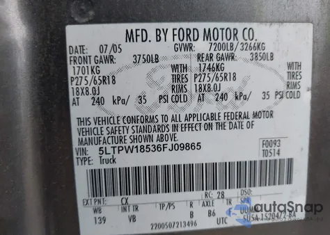 2006 Lincoln Mark Lt from USA, damaged, VIN 5LTPW18536FJ09865